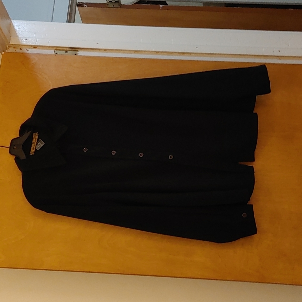 Plus size 22W Black polyester knit button down shirt by Ashley Stewart